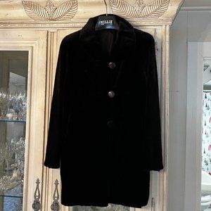 LIKE NEW -  BLACK SHEARED MINK 33" JACKET COAT REVERSIBLE TO RAINPROOF
